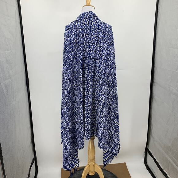 Antik Batik Wrap Womens OS One Size Blue Multi Printed Tassel Scarf Boho Shawl - Picture 5 of 9